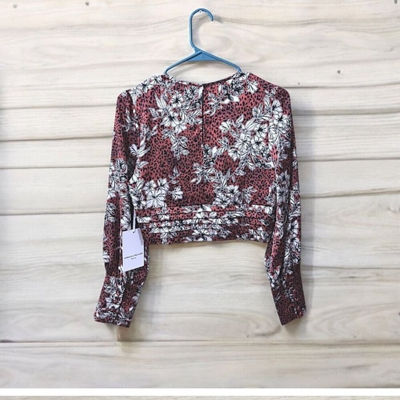 NWT Amanda Uprichard Simara Crop Blouse Size S - Long Sleeve Double Keyhole Neck - Picture 7 of 8